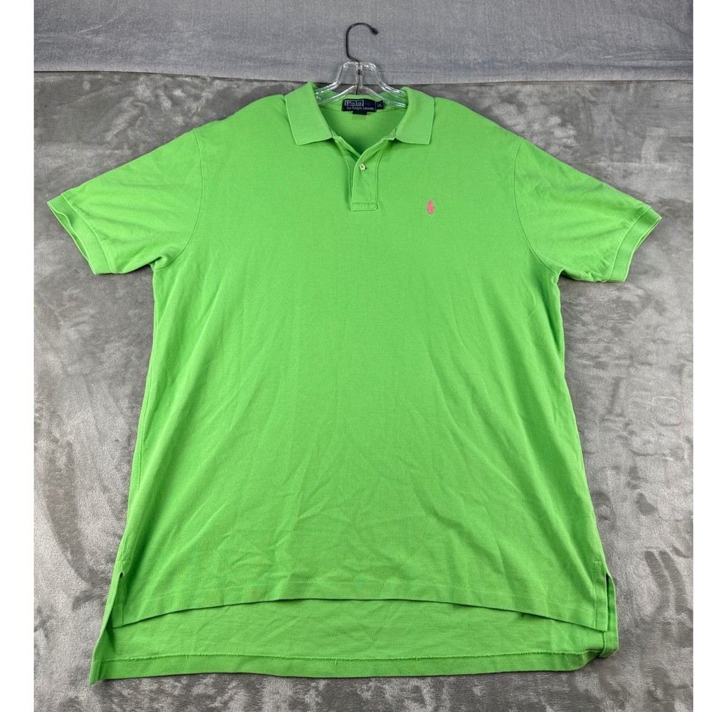 Polo Ralph Lauren Polo Shirt Mens XL Classic Fit Green Pink Pony EUC